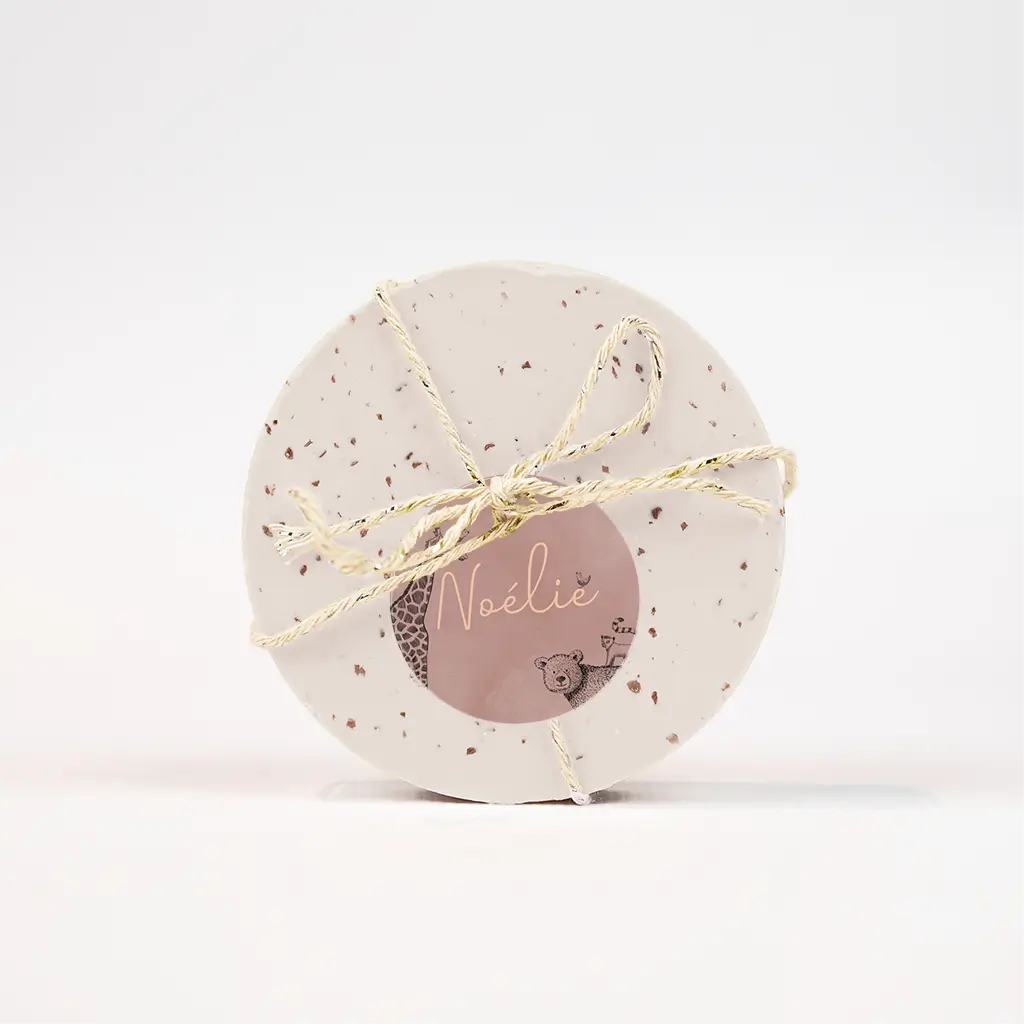 Doopsuiker labeltje paars met dieren - per 16 stuks