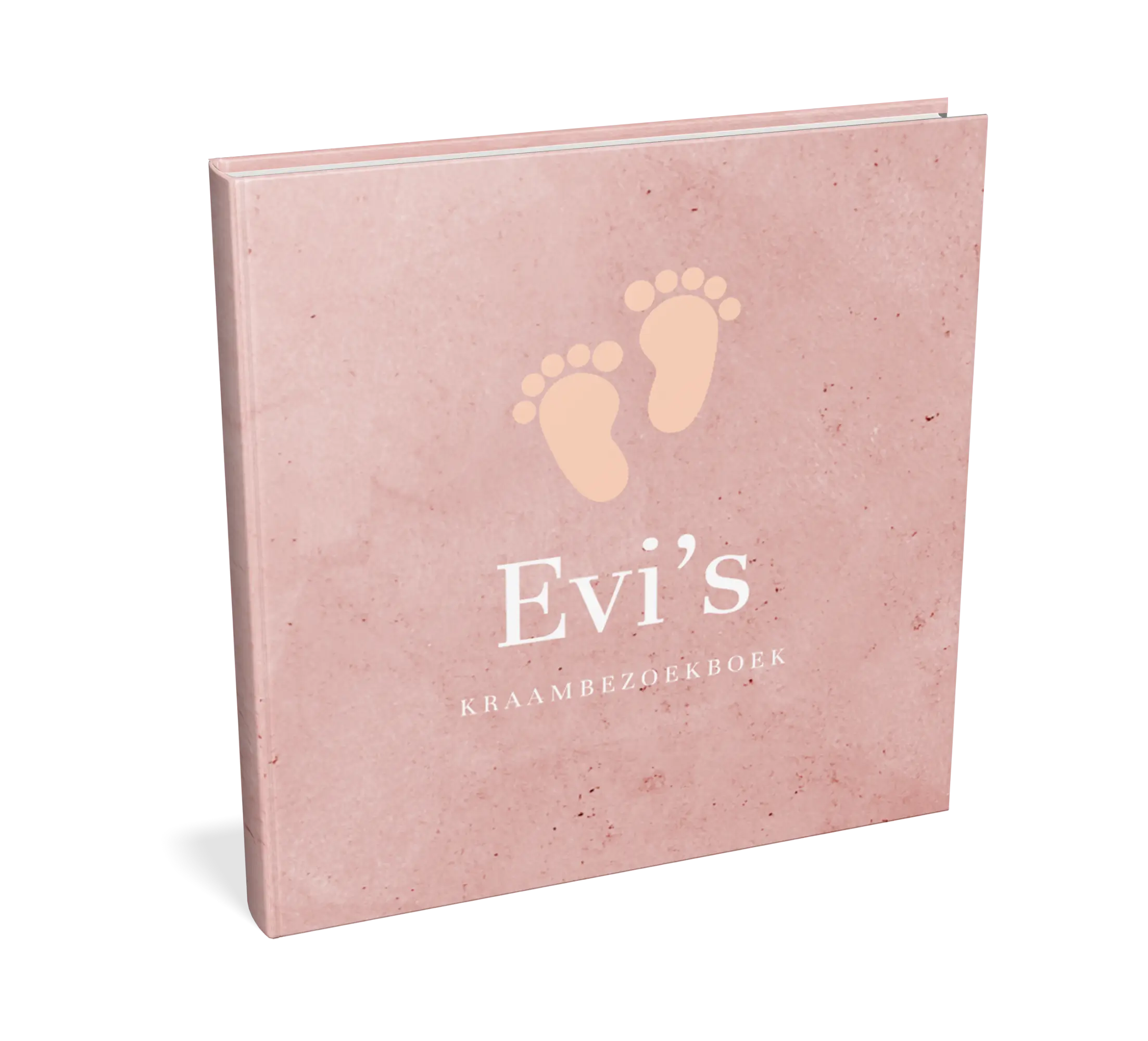Kraambezoekboek met voetjes op roze velvet look