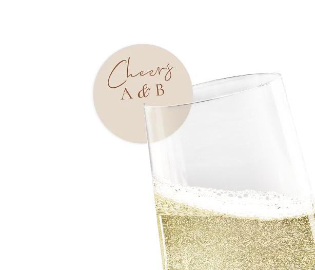 Sektglasdeko Hochzeit in Erdtönen