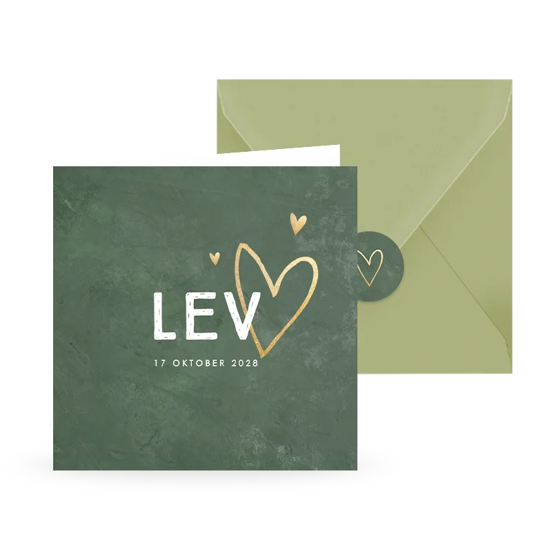 Geboortekaartje zoon stoer hart met foto