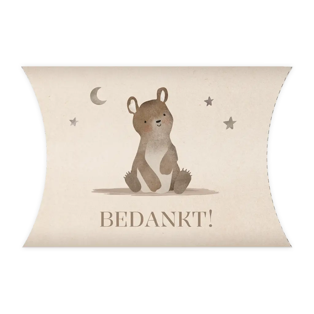 Gondeldoosje doopsuiker met lief beertje, sterren en maan