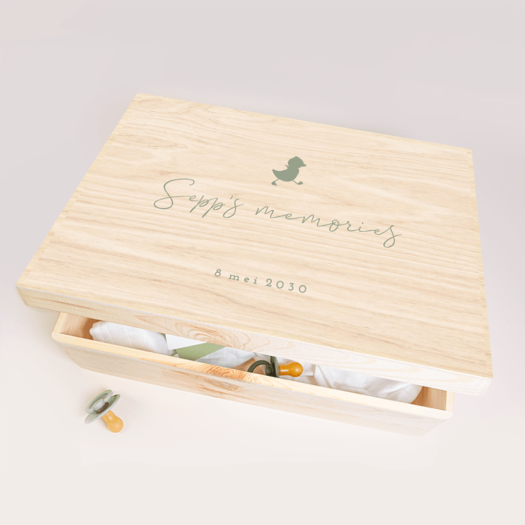 Memorybox met groene details en eendje