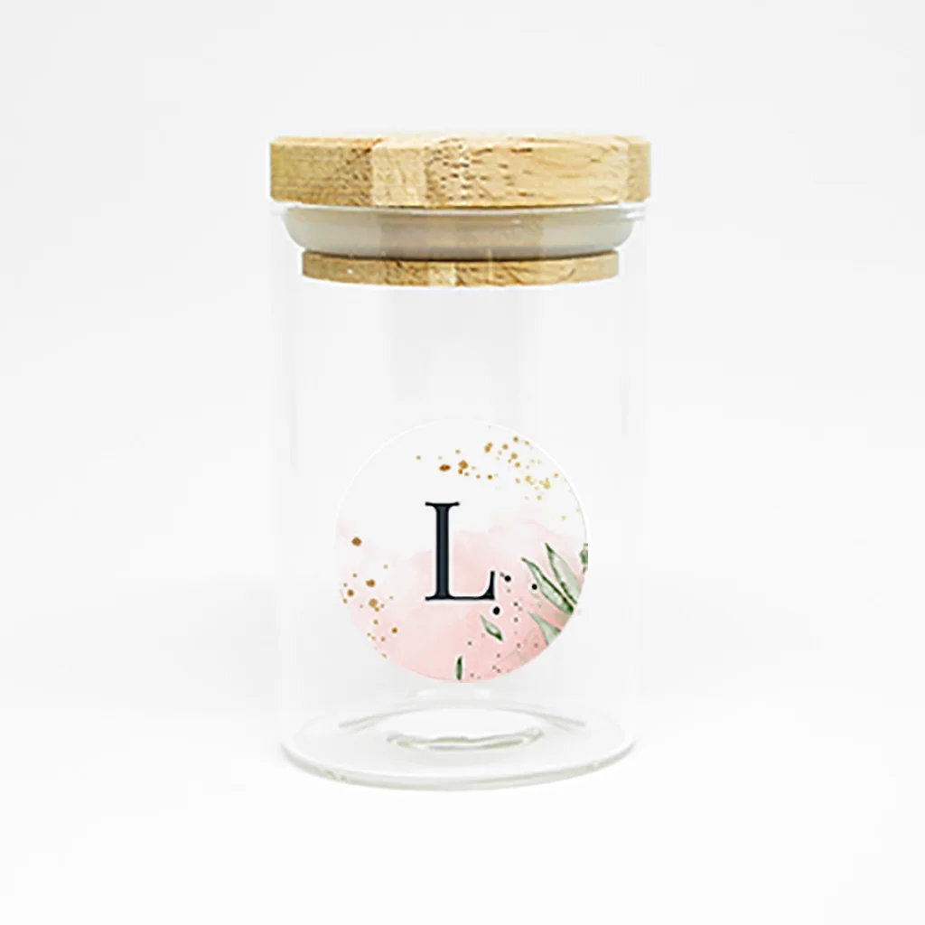 Sticker met water color en initiaal | 25 stuks