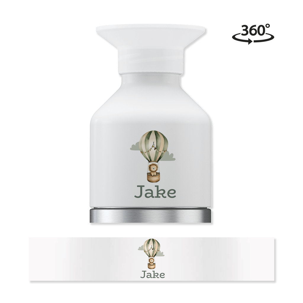 Dopper steel MINI met leeuw in luchtballon en naam