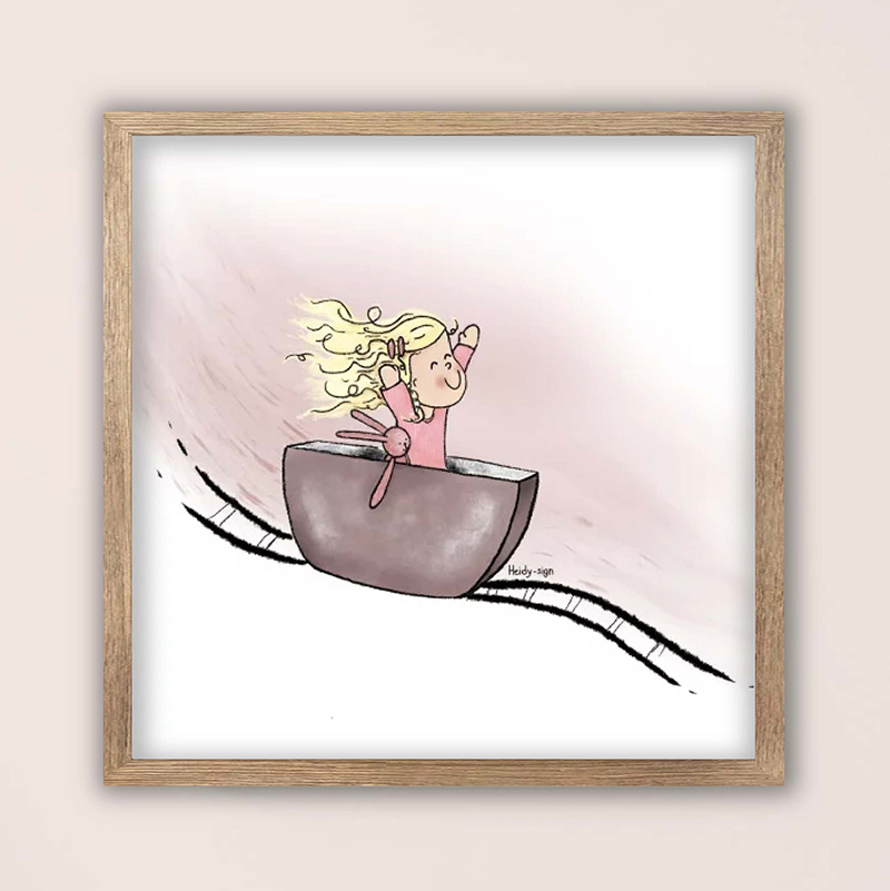  Poster kinderkamer meisje in achtbaan – vrolijk en stoer design