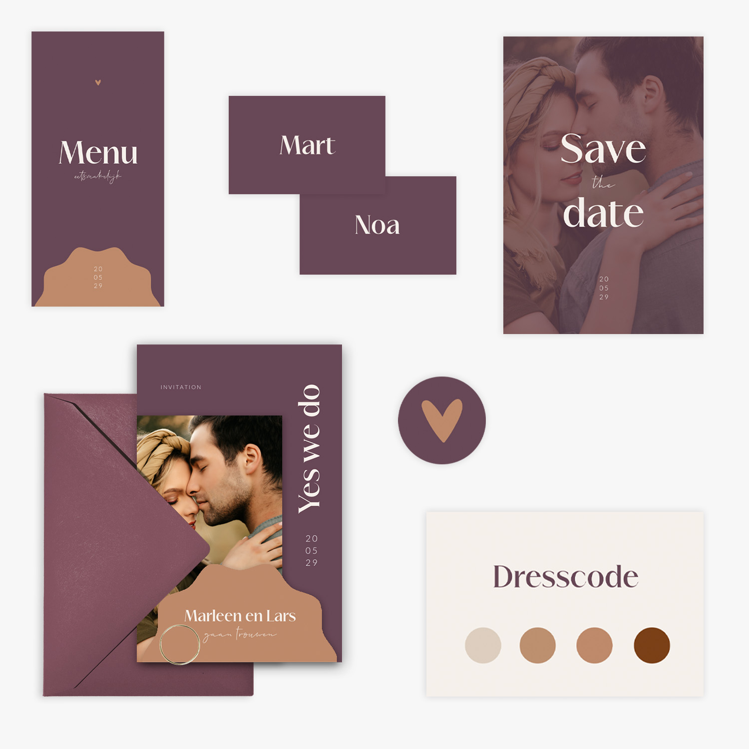 doorlink trouwkaarten set purple promises