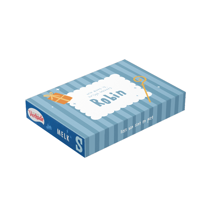 Sinterklaas chocoladeletter met strepen en naam