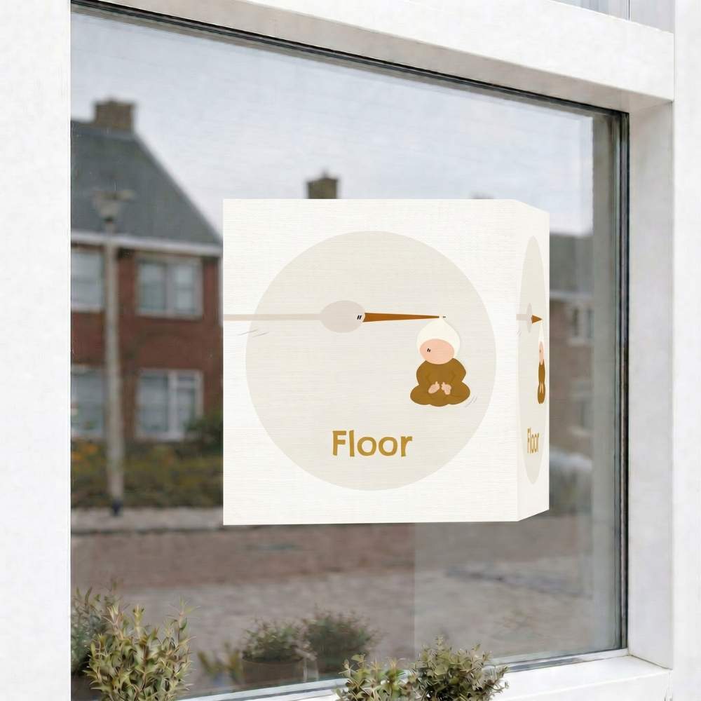 Geboortebord raam jongen ooievaar grappig