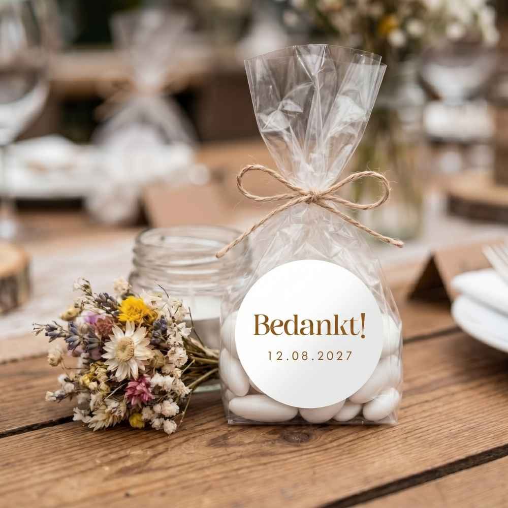 Bedankt stickers bruiloft bedankje
