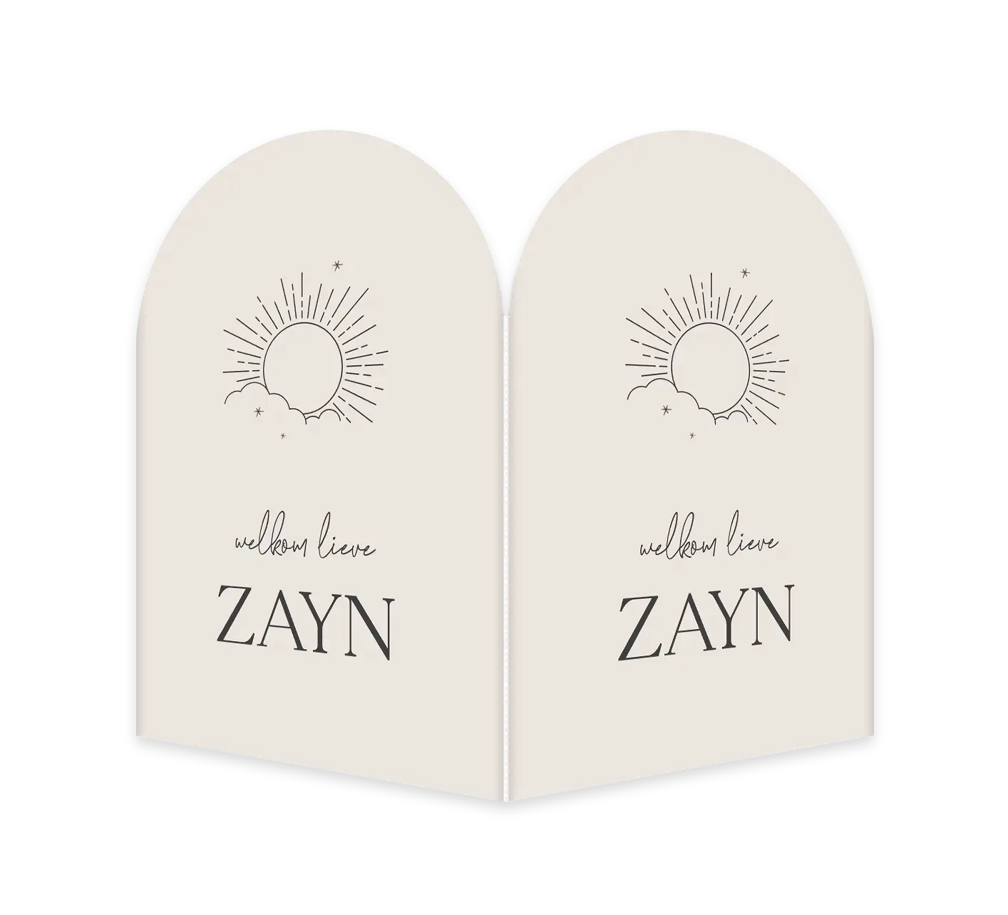 Stijlvol raambord in arch vorm met zon