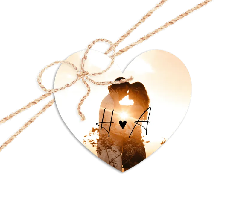 Kirchenheftanhänger Herz Foto 16 Stück 45x35mm