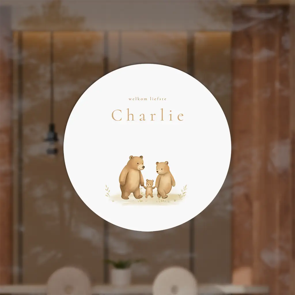 Raamsticker rond met berengezin