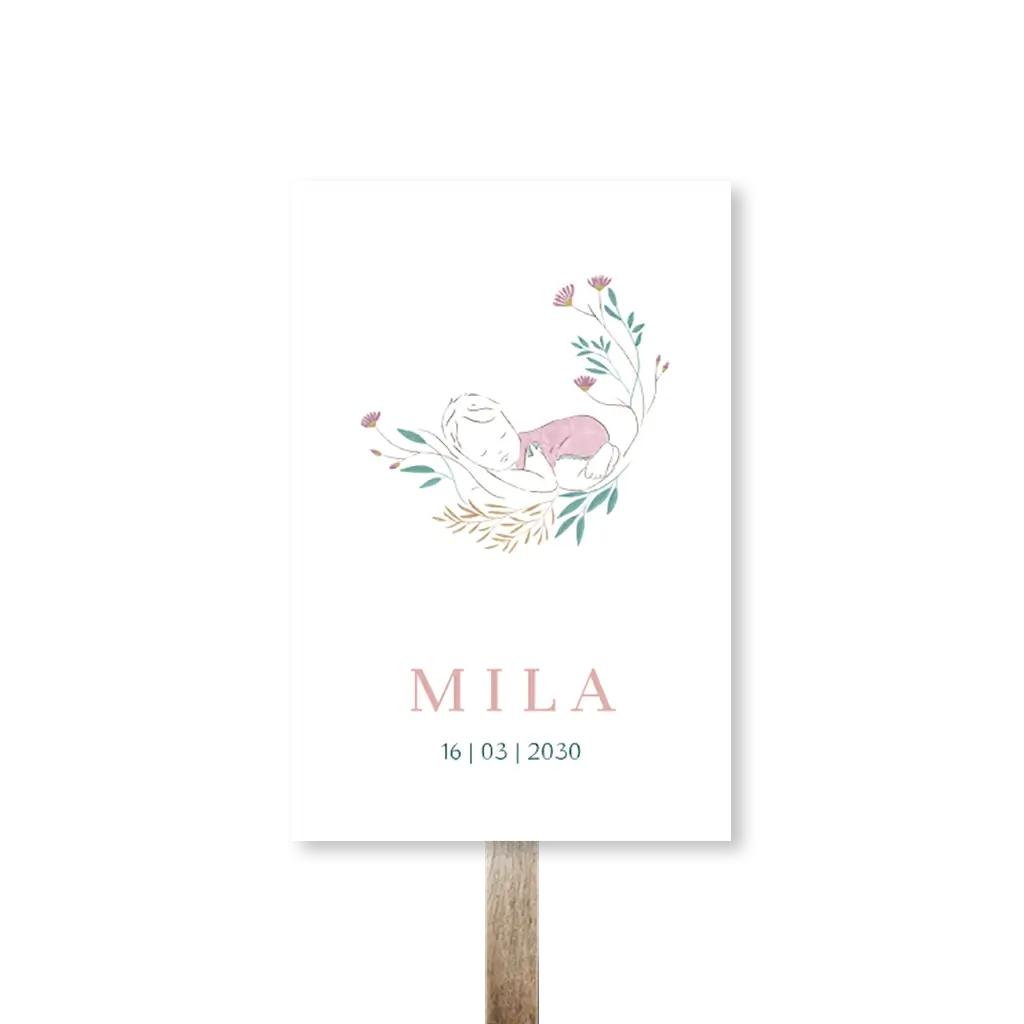 Staand tuinbord meisje met pastelkleuren en bloemen