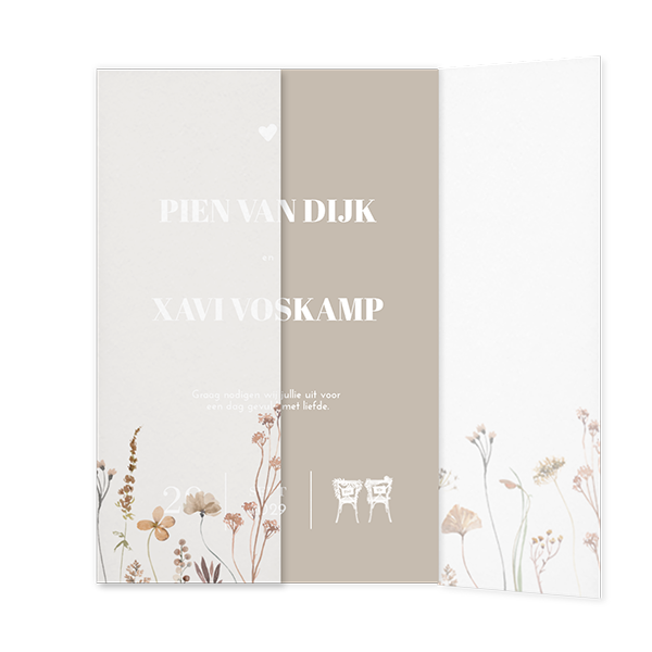 Originele trouwkaart in kiezelsteen