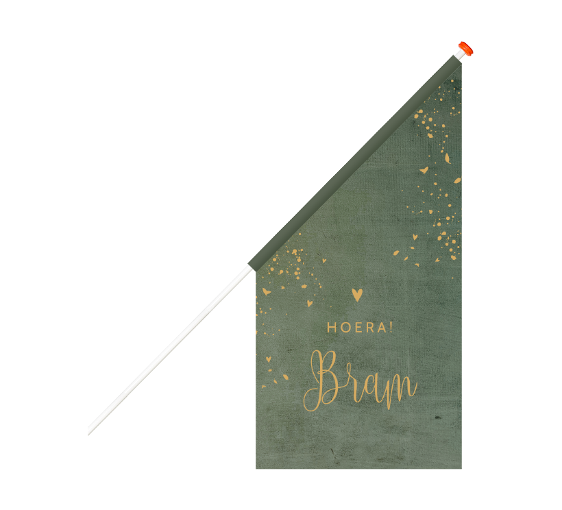 Geboortevlag met groene velvet-look en hartje