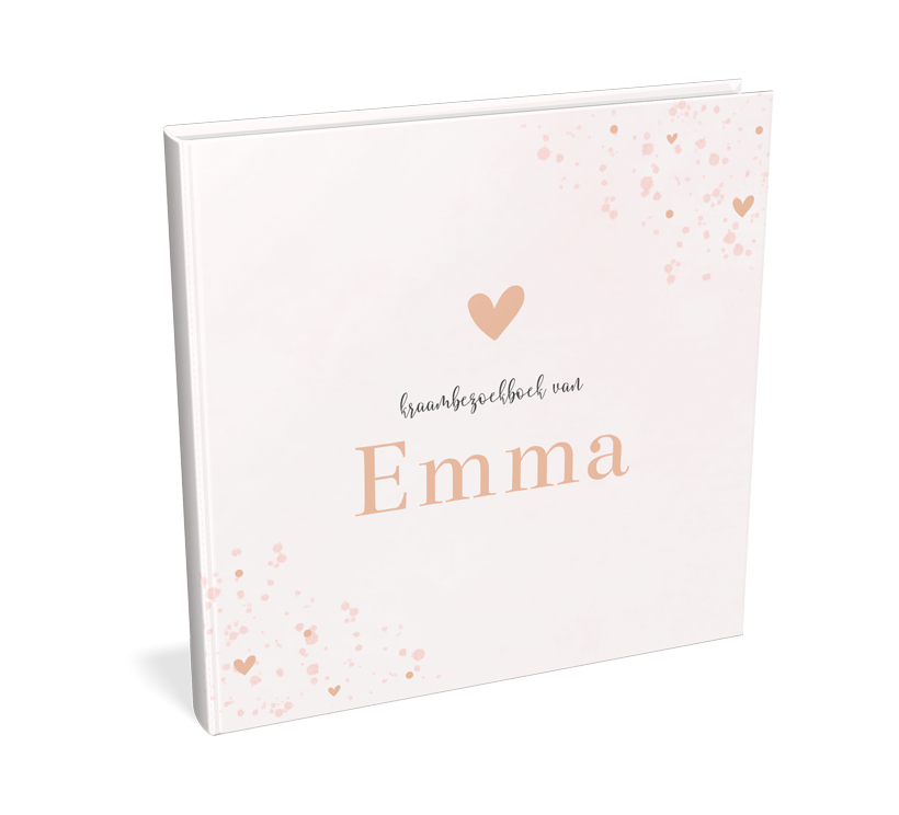 Schattig kraambezoekboek in pastelroze met hartje