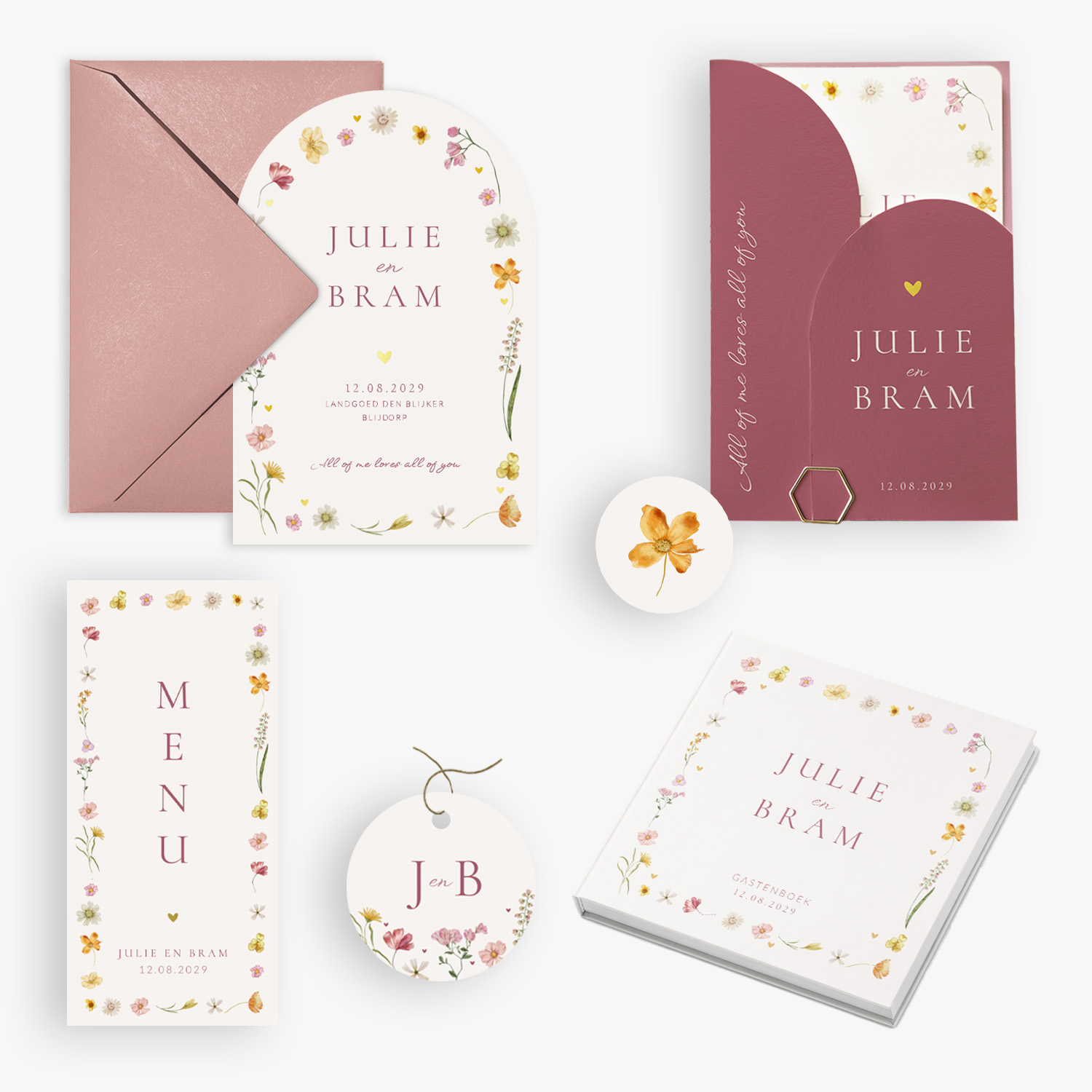 doorlink trouwkaarten set wildflower romance