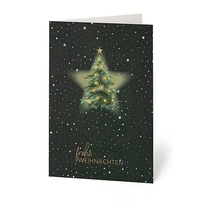 Geschäftliche Weihnachtskarte Sternenhimmel bei Nacht mit Goldfolienprägung 
