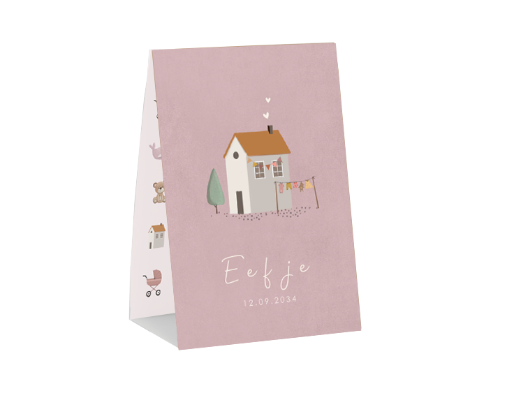 Tentkaart meisje huisje met vlaggetjes