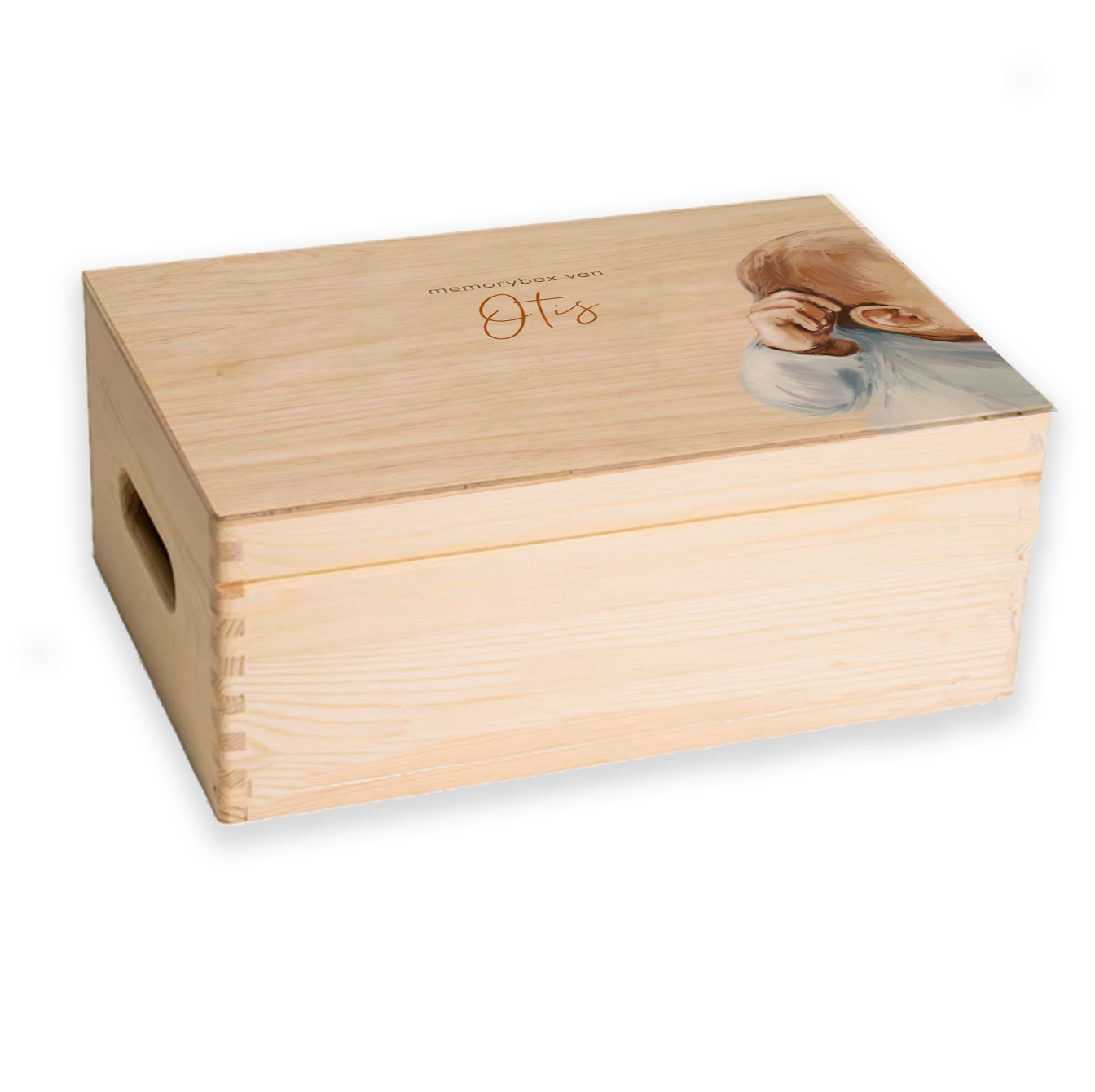 Memorybox jongen baby olieverf