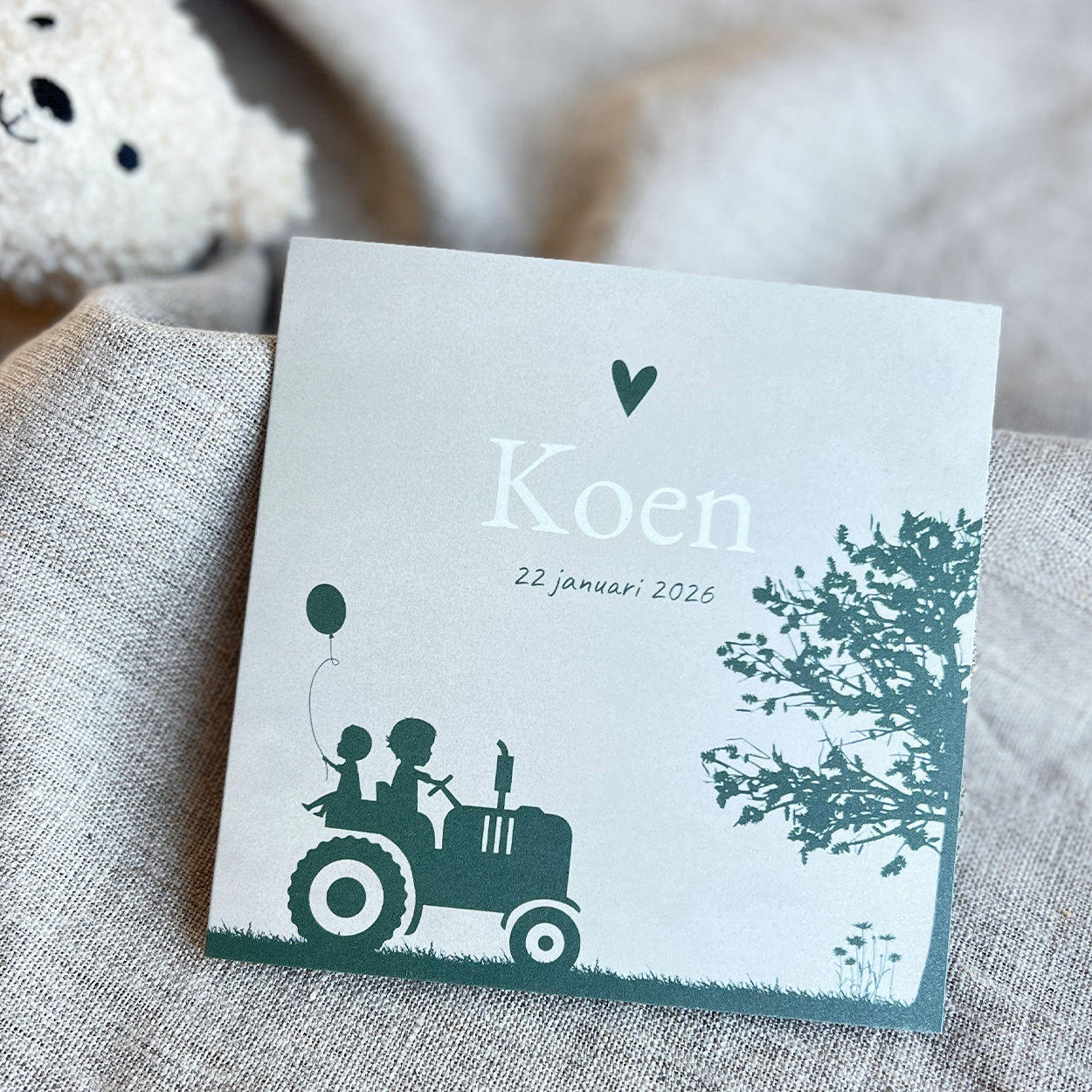Geboortekaartje Jongen Silhouet Tractor Boerderij