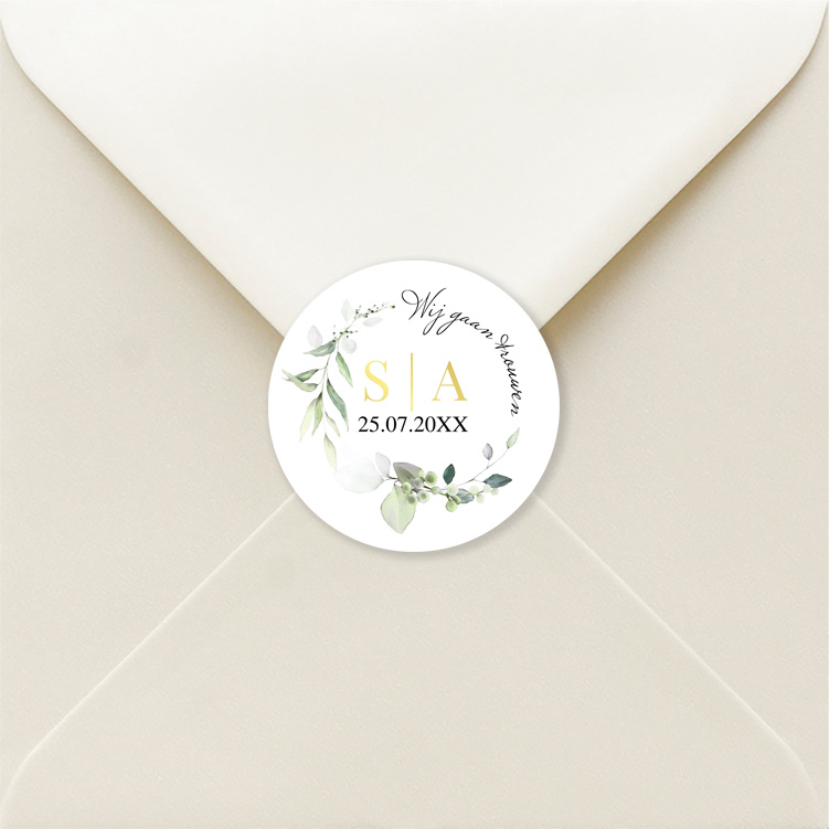 Sluitzegel botanical huwelijk goudfolie