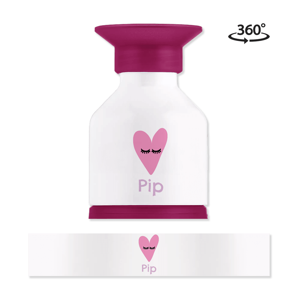 Vrolijke Dopper drinkfles met naam en hartjesogen