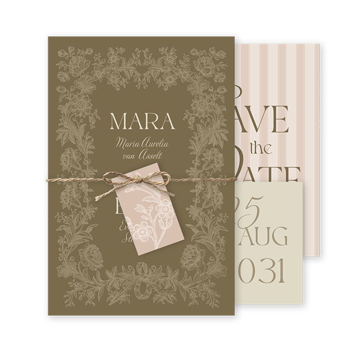 Vintage Save the Date meerdere kaartjes  