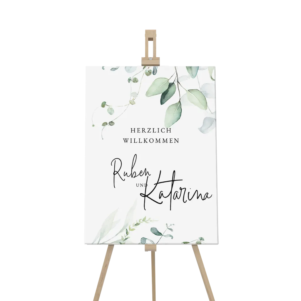 Willkommensschild Reboard mit kunstvollem Schriftzug