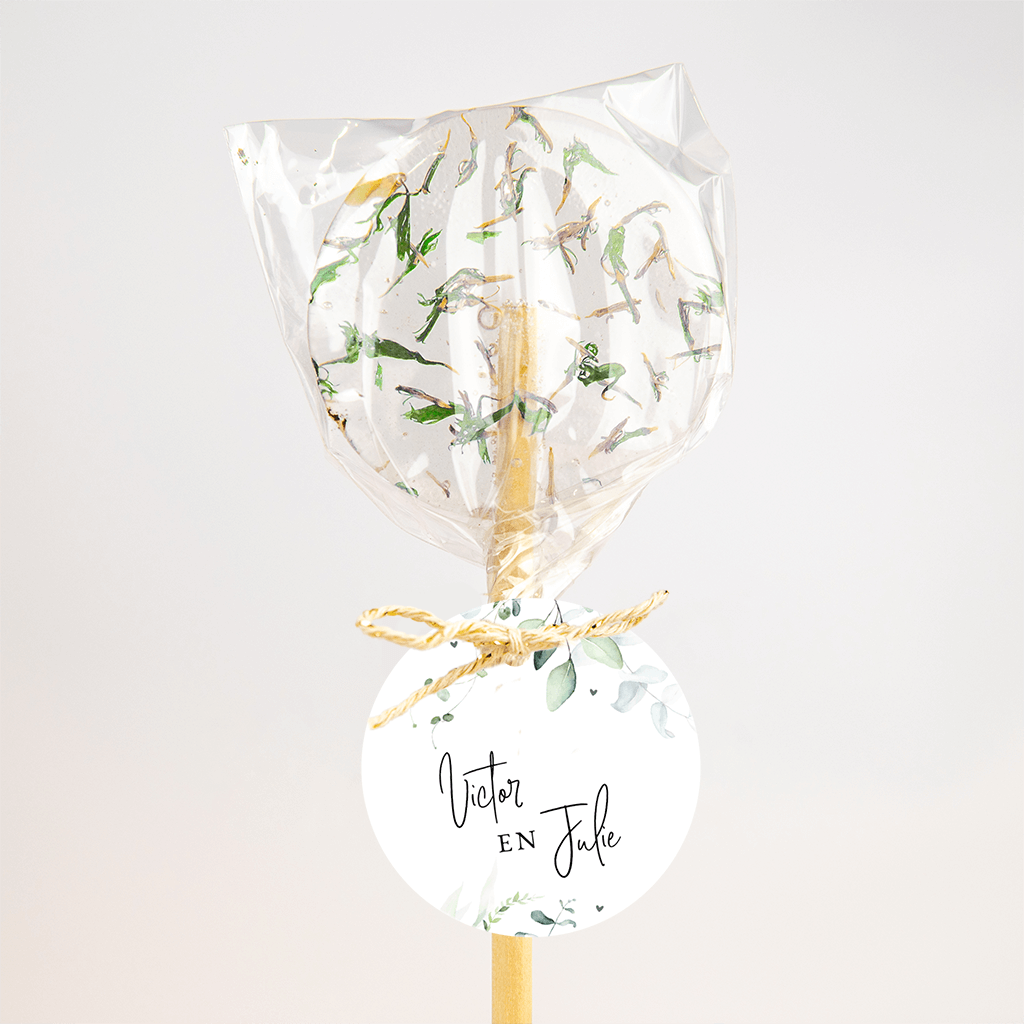 Botanische label met sierlijke letters