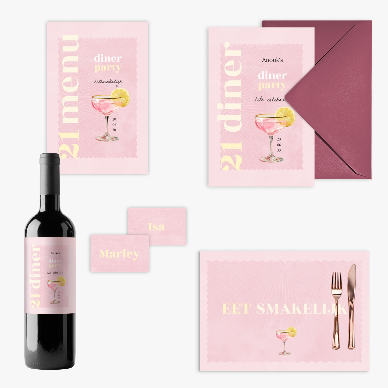 doorlink 21 diner set pink sunset club