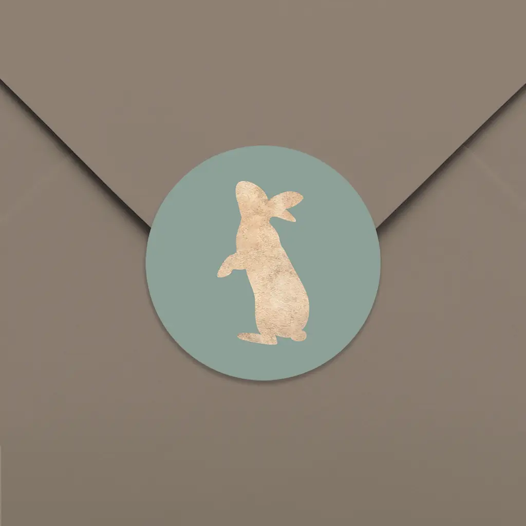 Sluitsticker groen met konijn - per 25 stuks