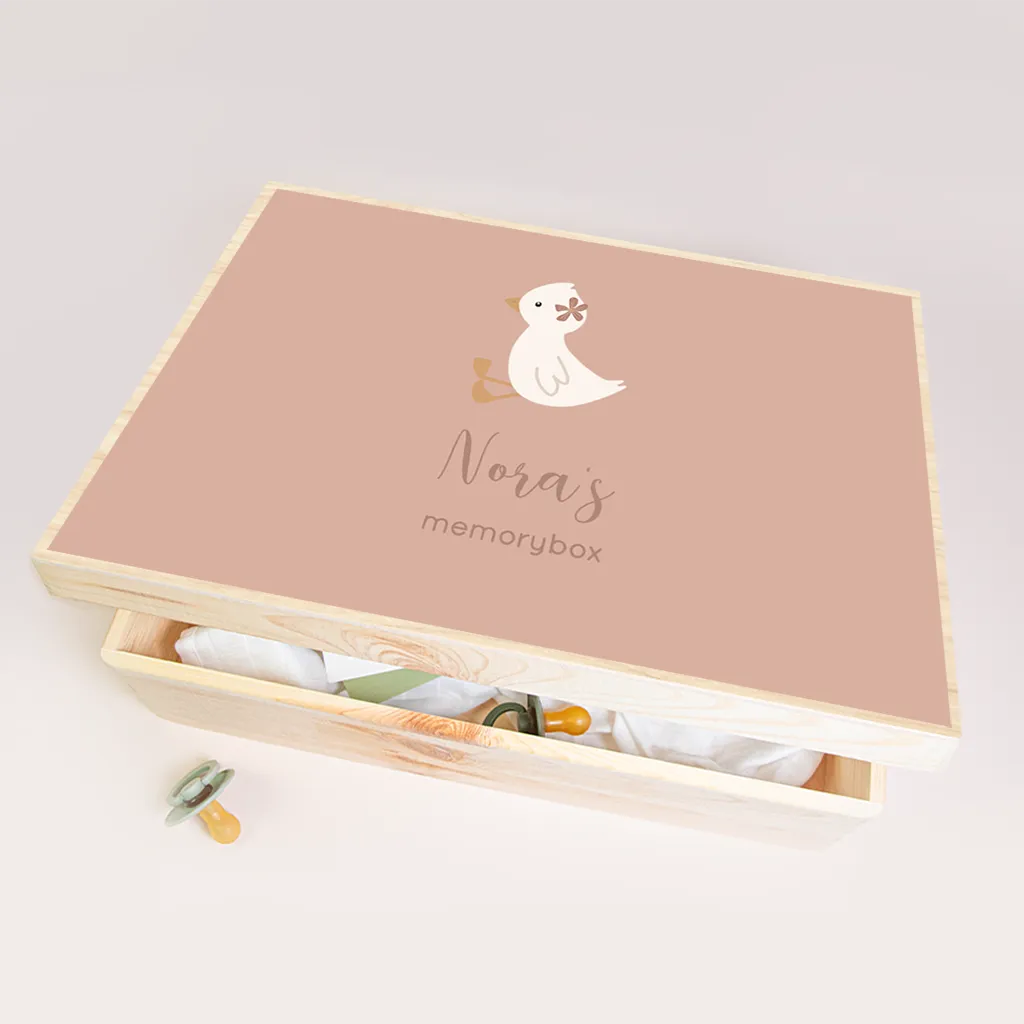 Memorybox baby in roze met schattig eendje