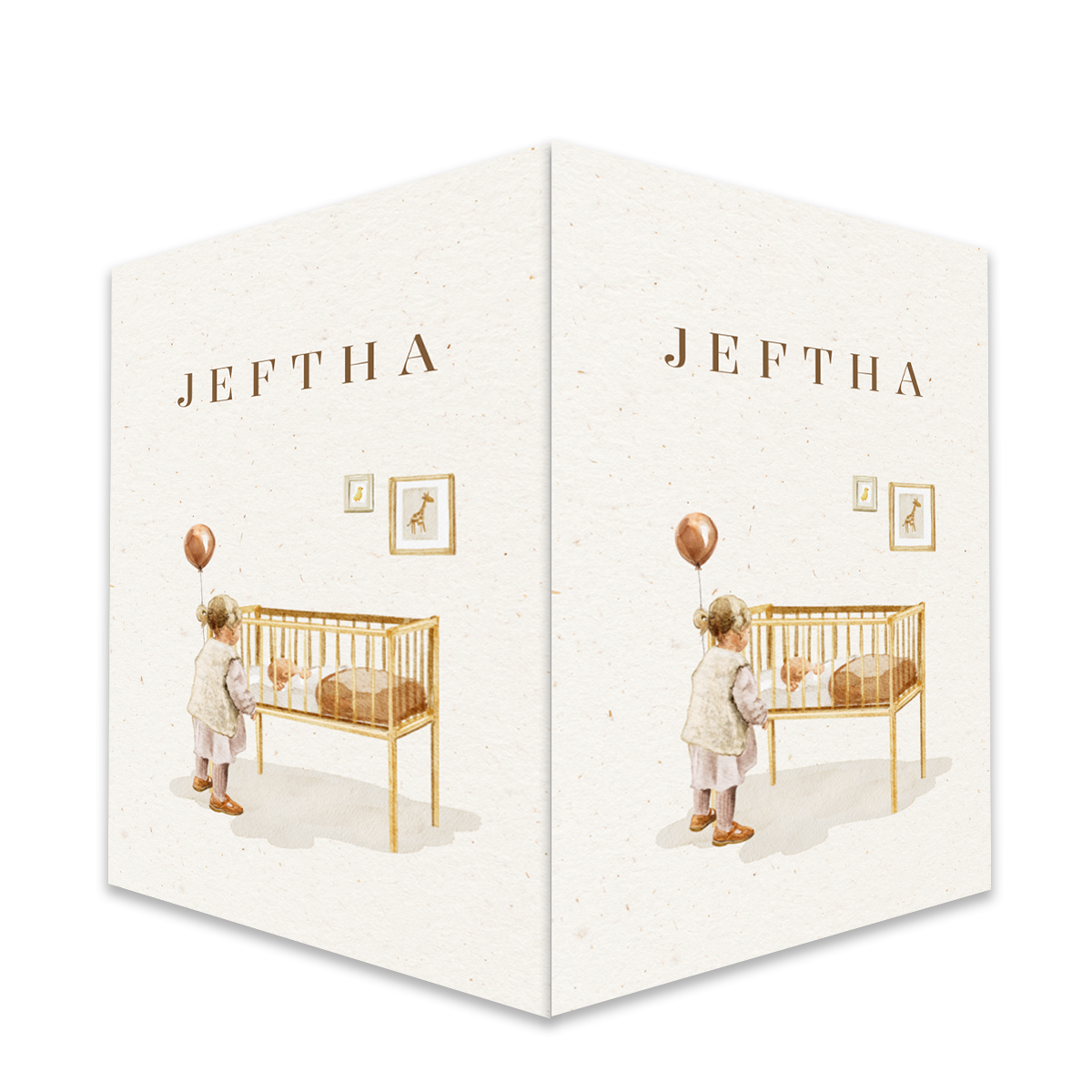 Raambord dubbel broertje jongen, ballon, wiegje, babykamer