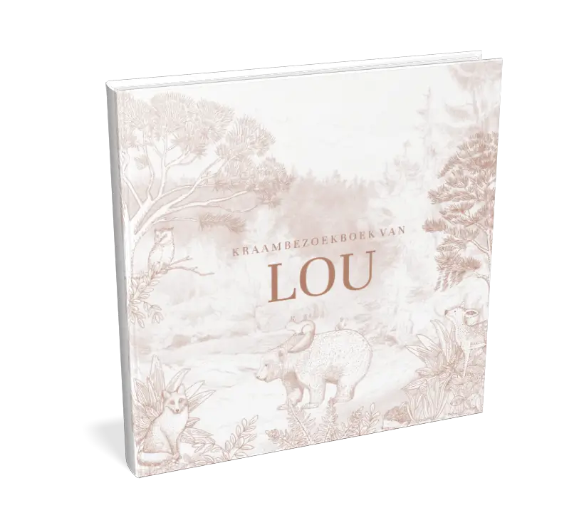 Kraambezoekboek met tekening van bosdieren - met invulpagina's