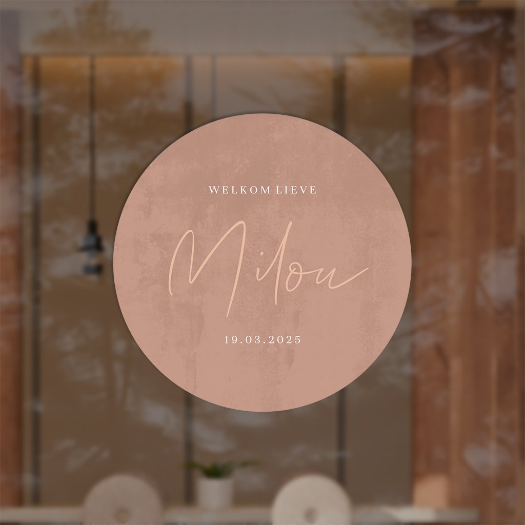 Roze raamsticker met naam