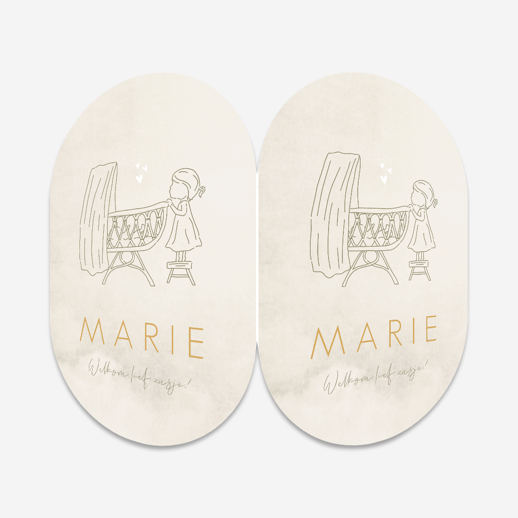 Raambord Wieg Meisje Zusjes Lijntekening