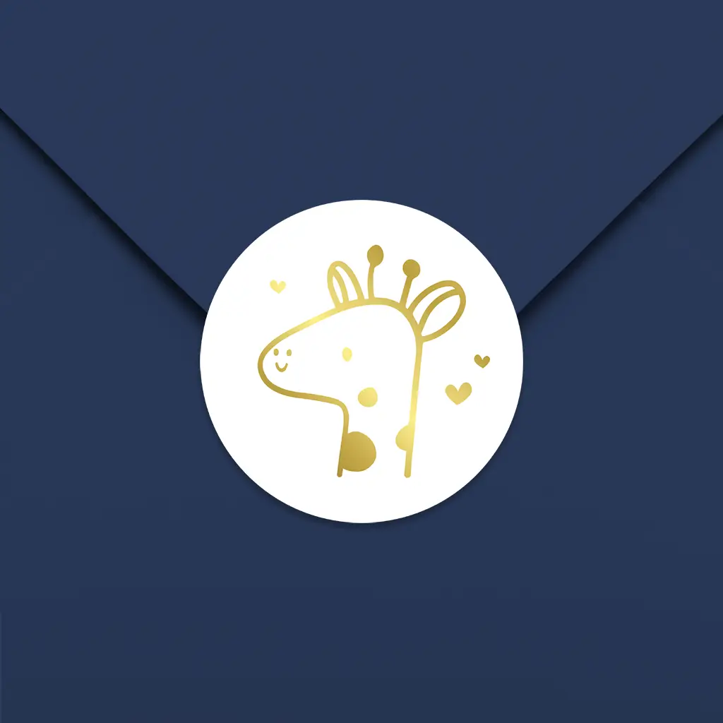 Sluitsticker met goudfolie giraffe - per vel