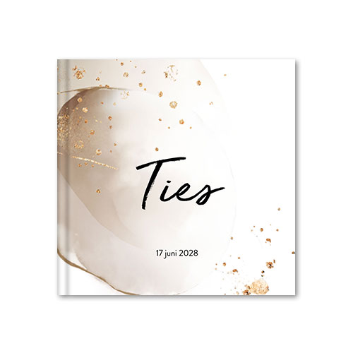 Kraamboek met abstracte vormen en gouden spetters