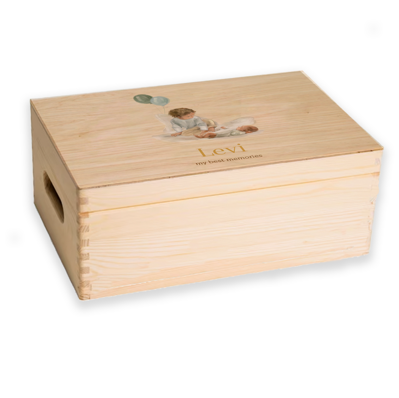 Geschilderd memorybox broertje ballonnen lief uniek