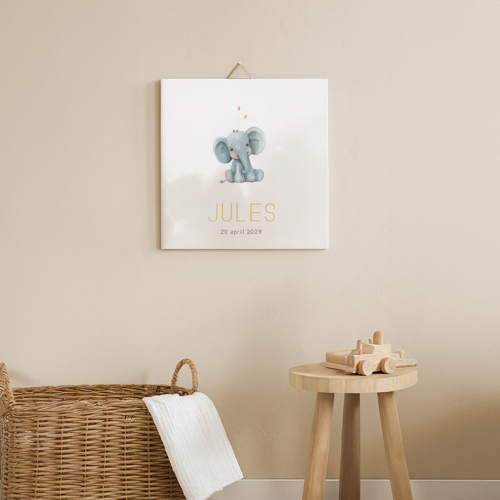 Unisex geboortetegeltje met lief olifantje met aquarel