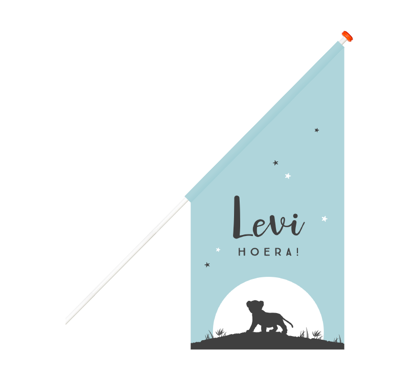 Lichtblauwe geboortevlag met leeuwenwelpje