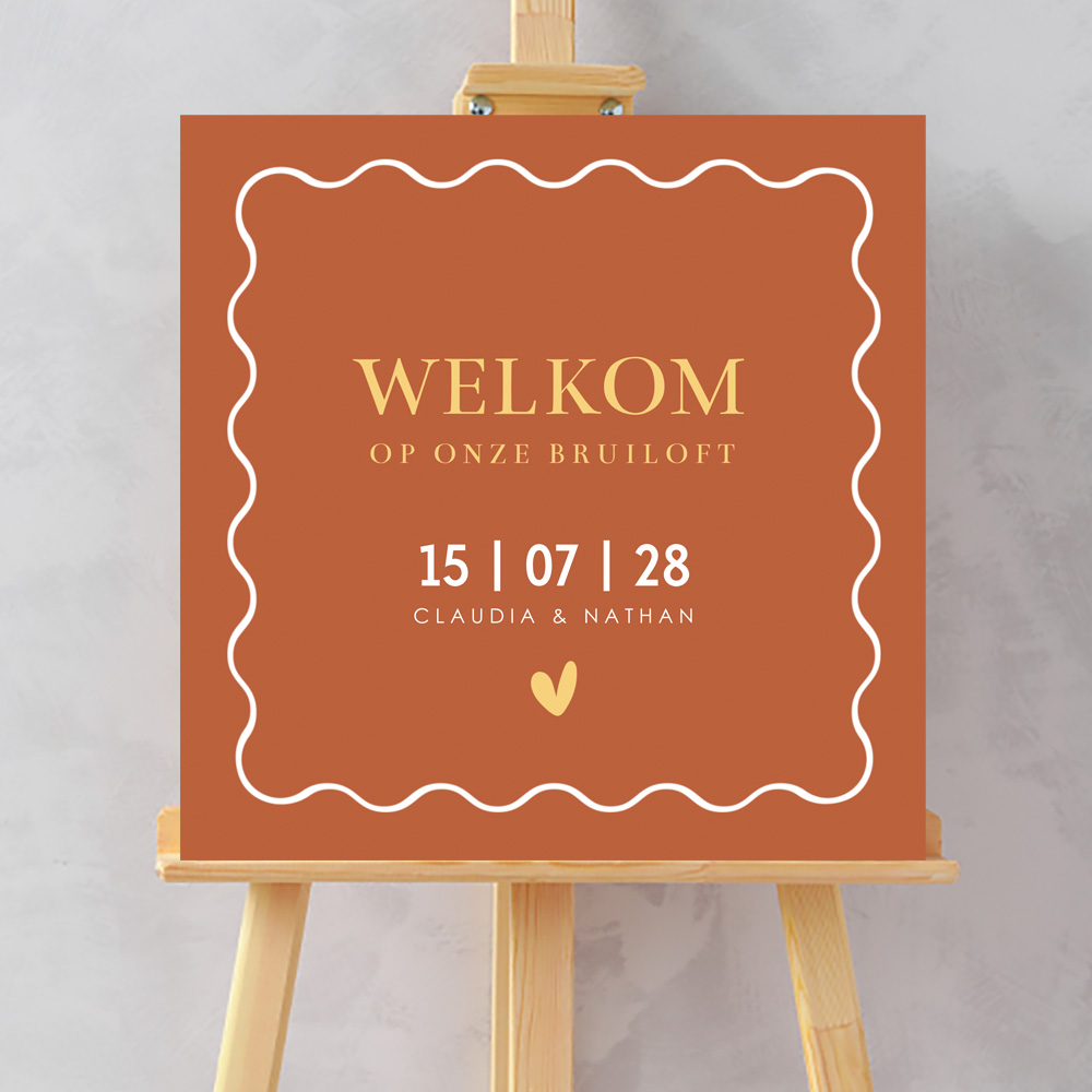 Bruiloftsbord roestbruin modern golvend kader