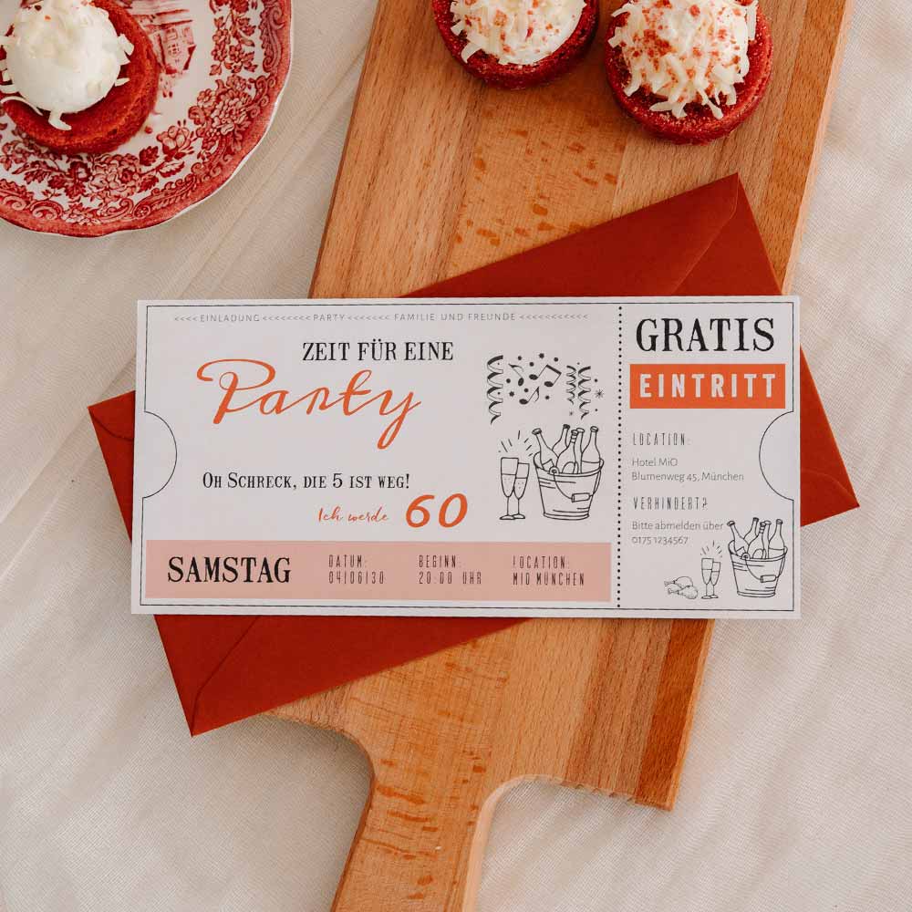 Ticket Einladung zum 60. Geburtstag