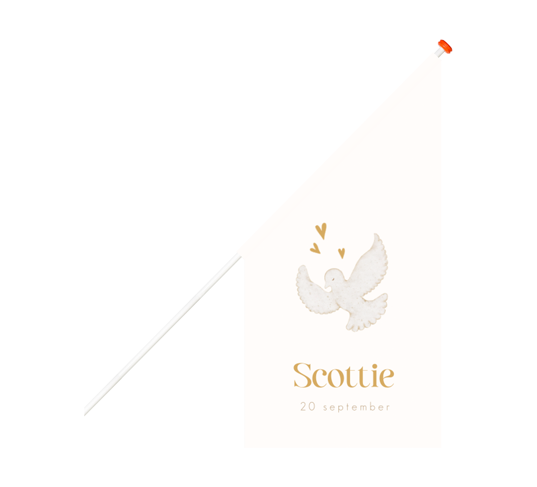 Geboortevlag stijlvol met duif en hartjes