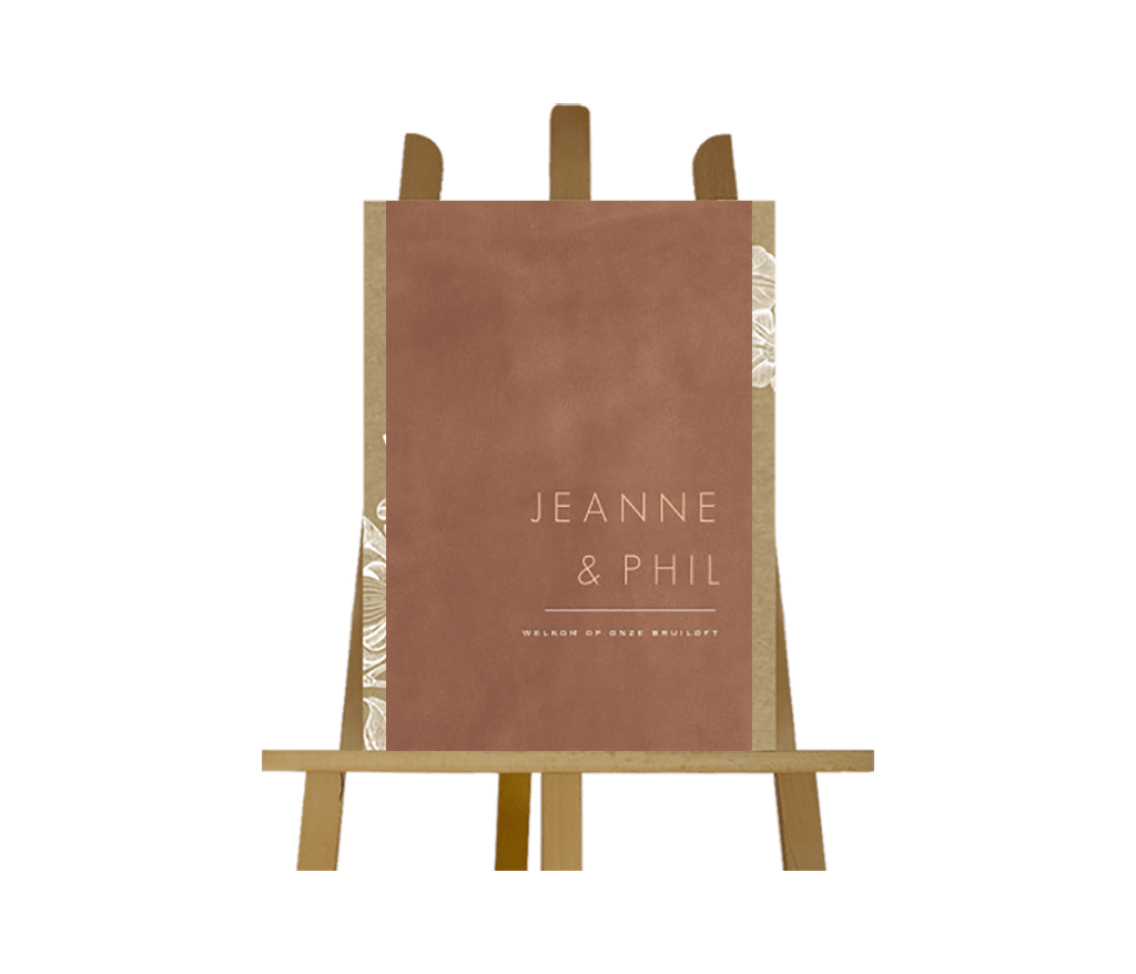 Chique welkomstbord in bruine lederlook