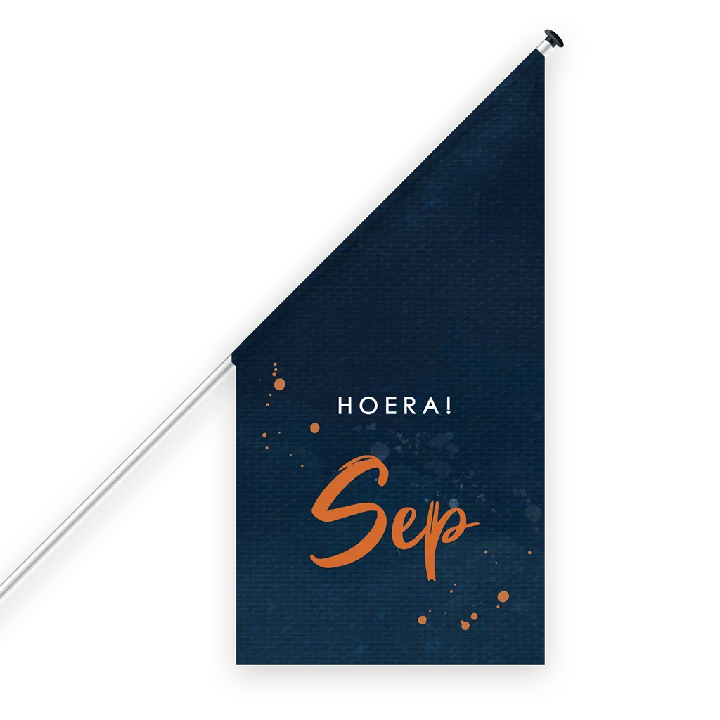 Stoere geboortevlag met roestbruin en blauw