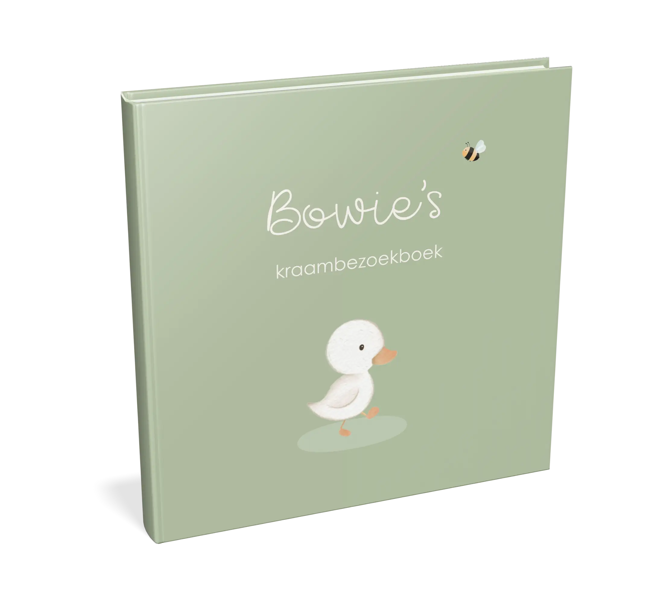 Kraambezoekboek groen met eendje - met invulpagina's