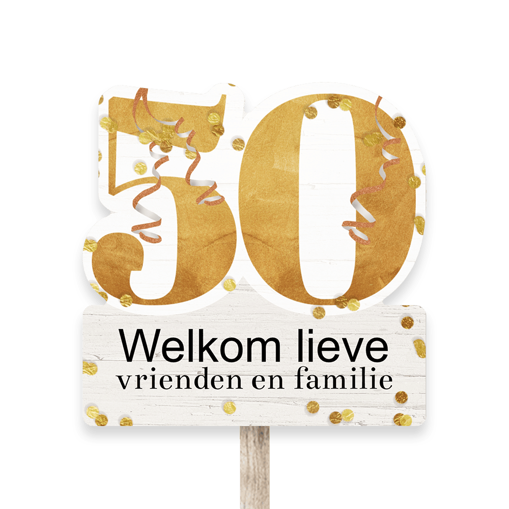 Welkomstbord 50ste verjaardag goud