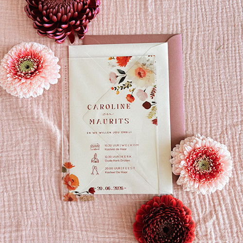 Acryl kaart met bloemen